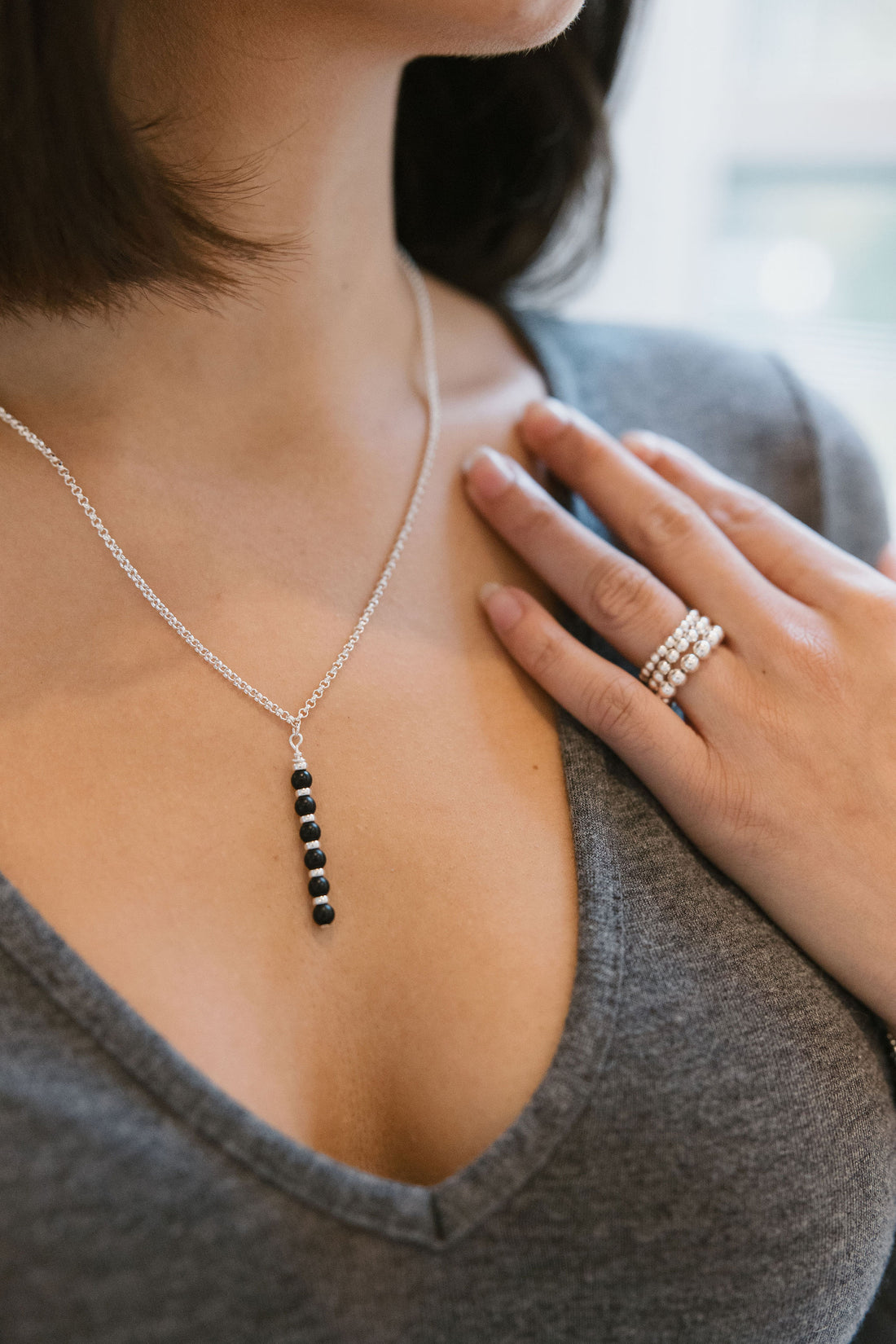 Simply Silver Beaded Rings
