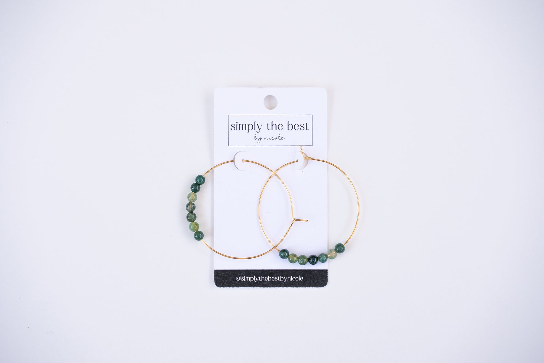 Gold Hoops + Green Aventurine