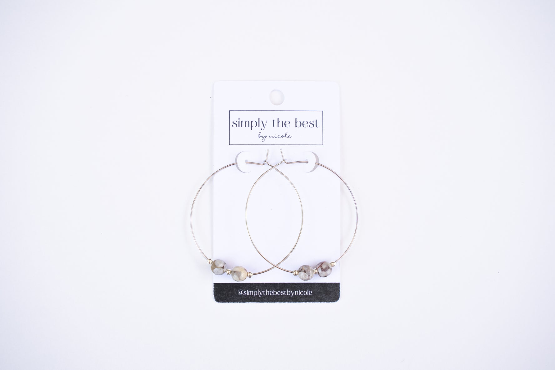 Silver Hoops + Fossil Coral