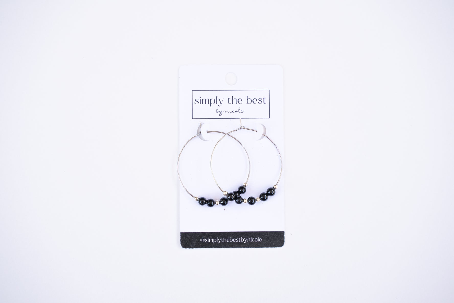 Sterling Silver Hoops + Black Onyx