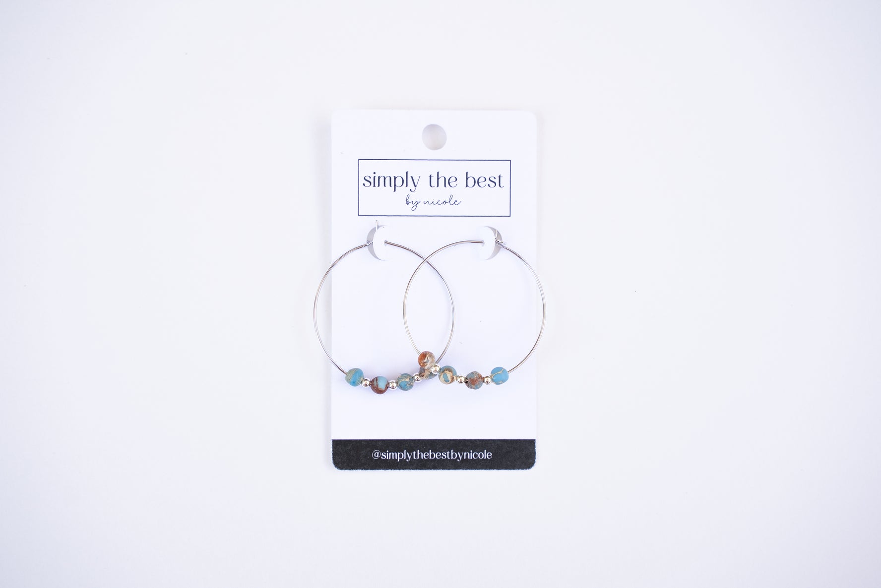 Sterling Silver Hoops + Carolina Blue Sea Sediment Jasper