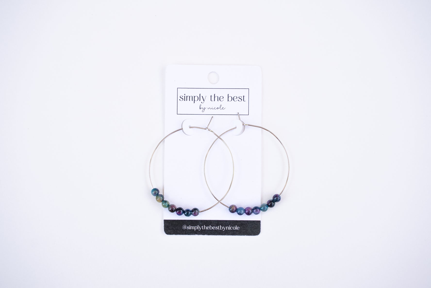 Sterling Silver Hoops + Rainbow Tigers Eye