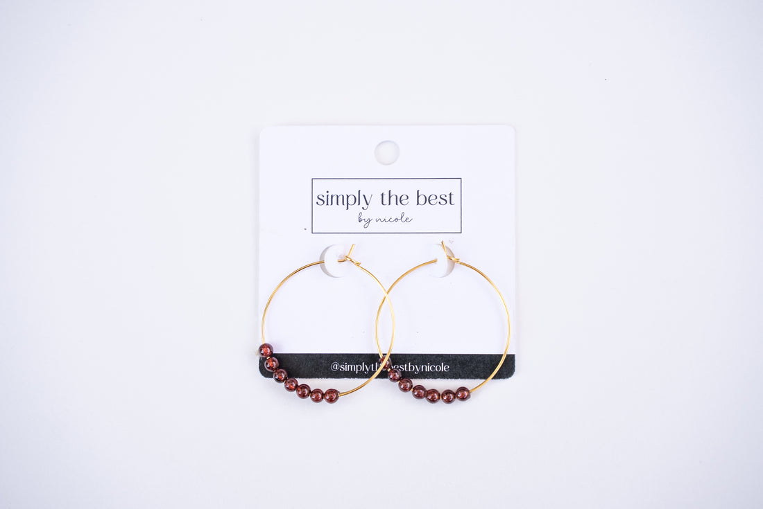 Gold-Filled Hoops + Garnet Beads