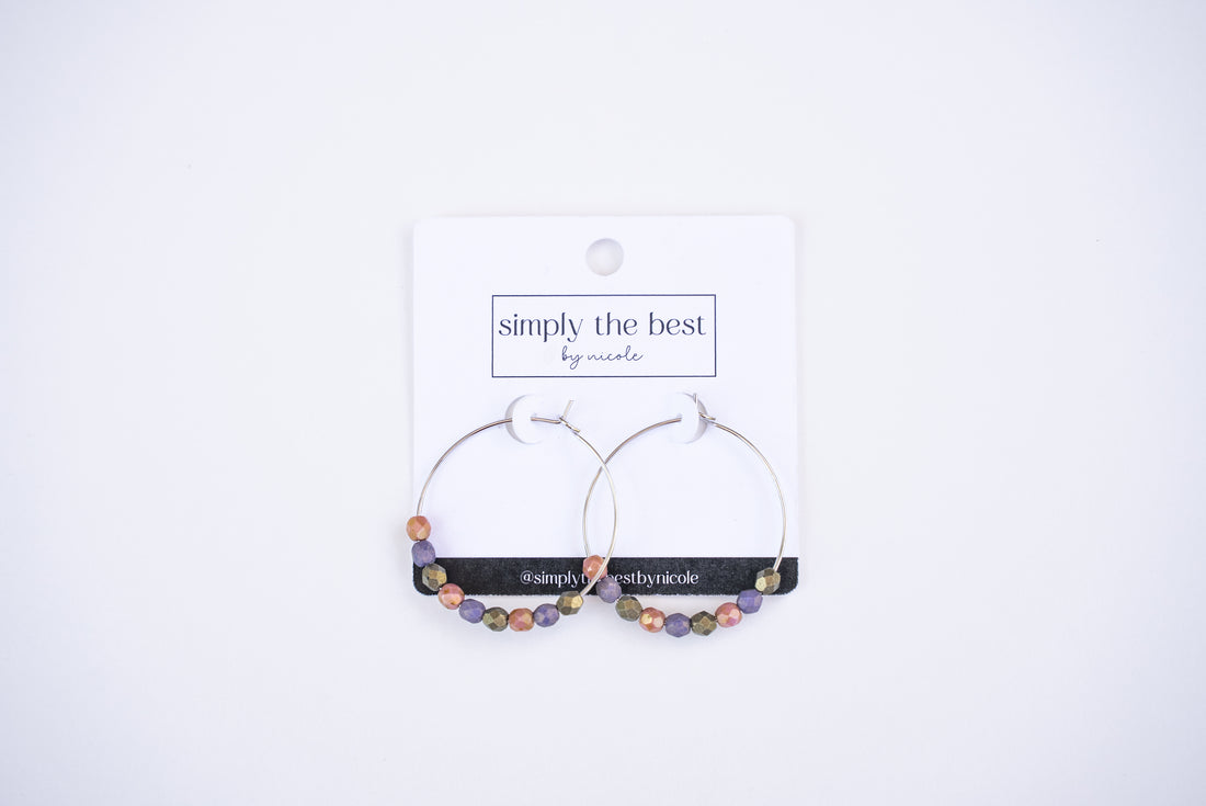 Silver Hoops + Czech Glass Beads