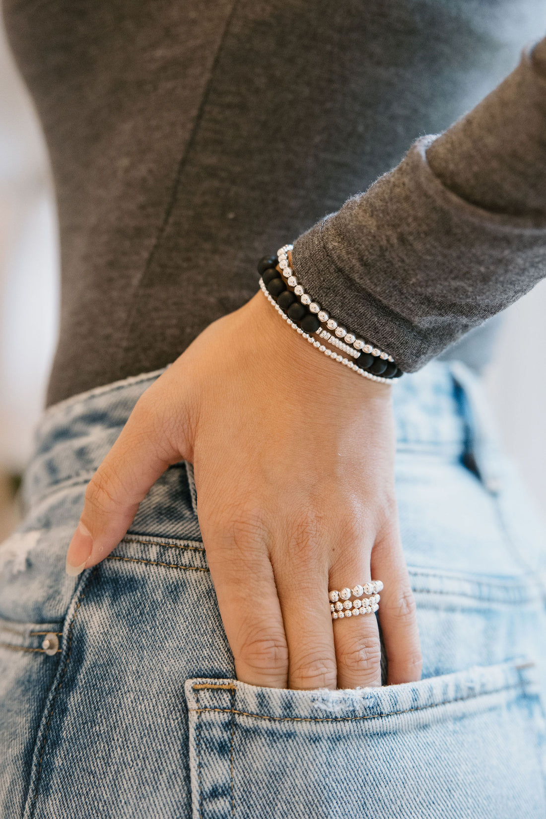 Simply Silver Beaded Rings