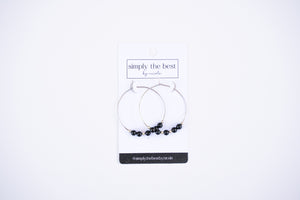 Sterling Silver Hoops + Black Onyx
