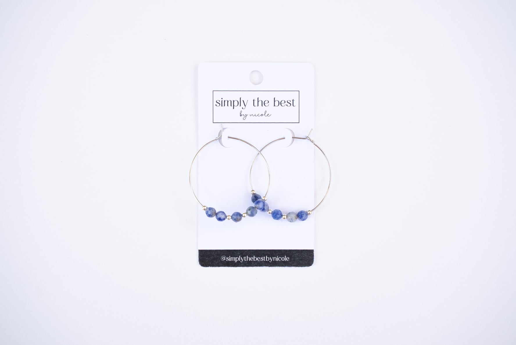 Sterling Silver Hoops + Faceted Sodalite