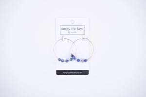 Sterling Silver Hoops + Faceted Sodalite