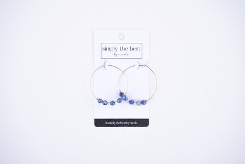 Sterling Silver Hoops + Faceted Sodalite