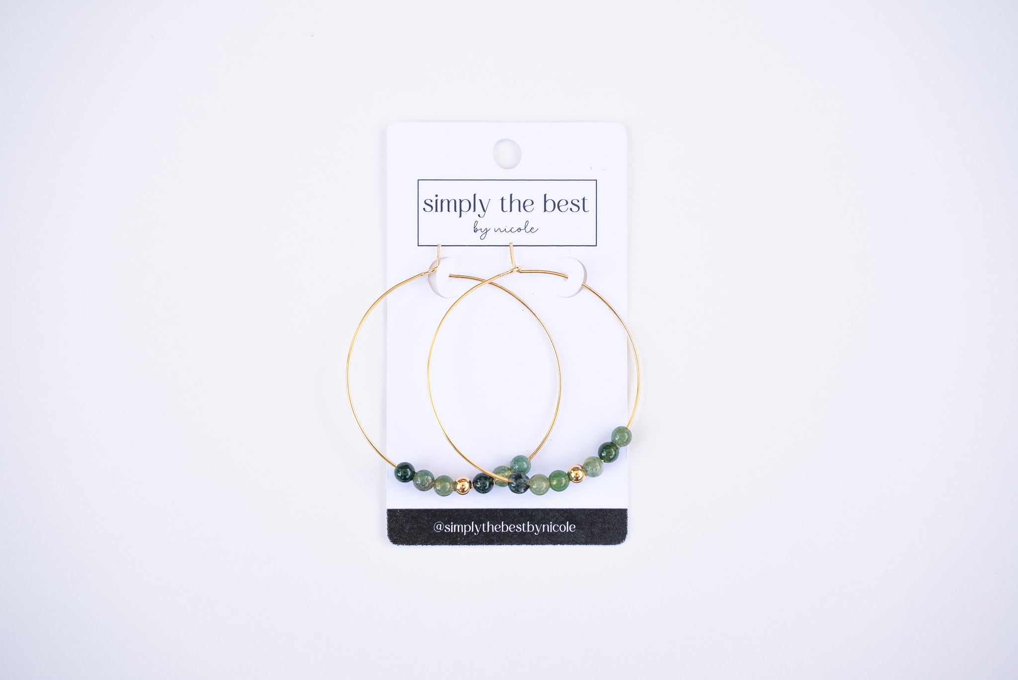 Gold-Filled Hoops + Green Moss Agate