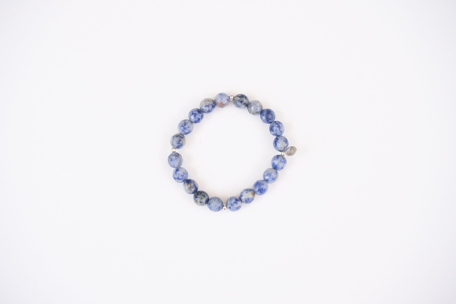 Faceted Round Sodalite 8mm + Silver Accents