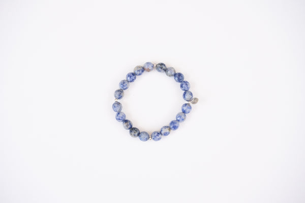 Faceted Round Sodalite 8mm + Silver Accents