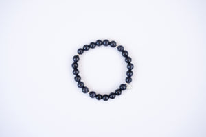 Blue Goldstone 8mm + Silver Accents