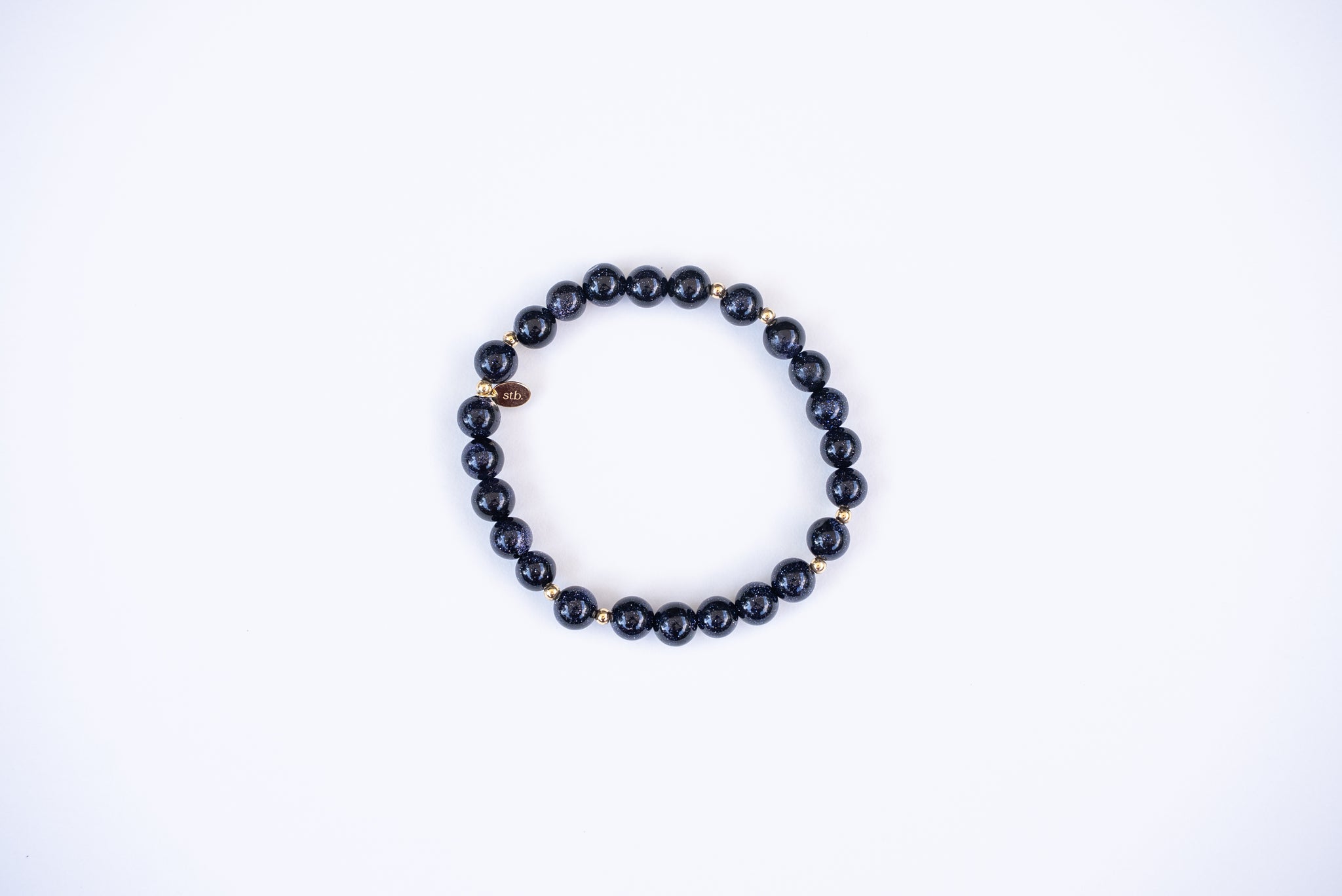Blue Goldstone 8mm + Gold Accents