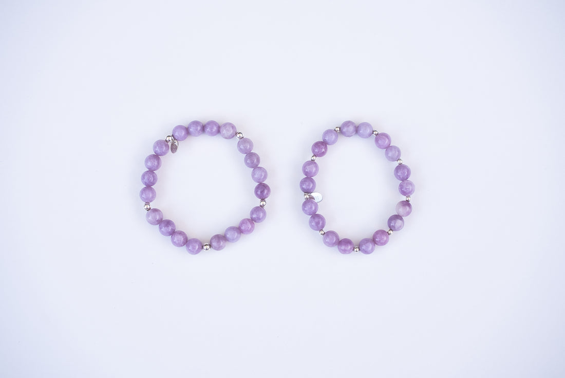 Lepidolite 8mm + Silver Accents