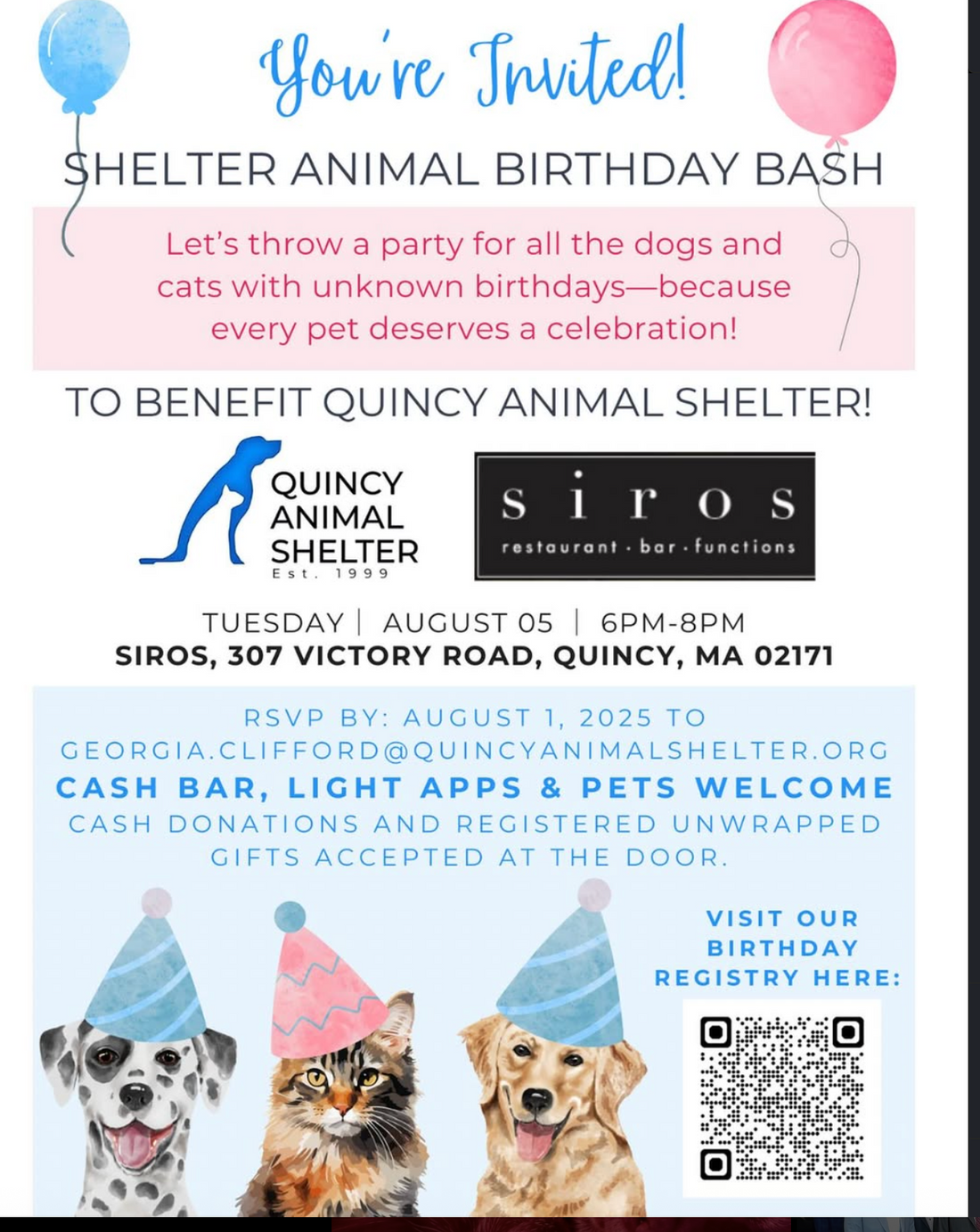 STB x Quincy Animal Shelter Birthday Bash